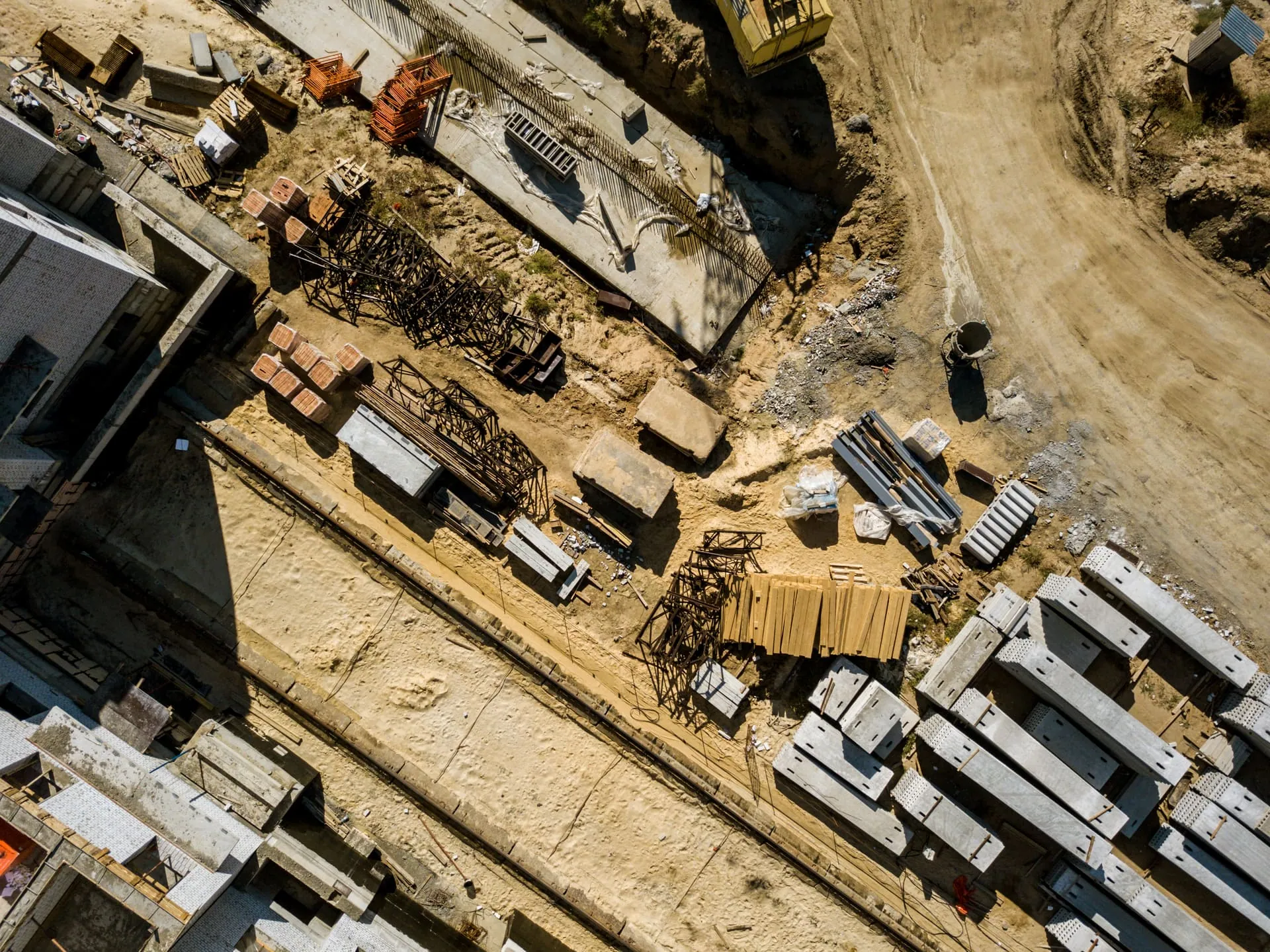 Aerial view of a heavy construction development in Ghana