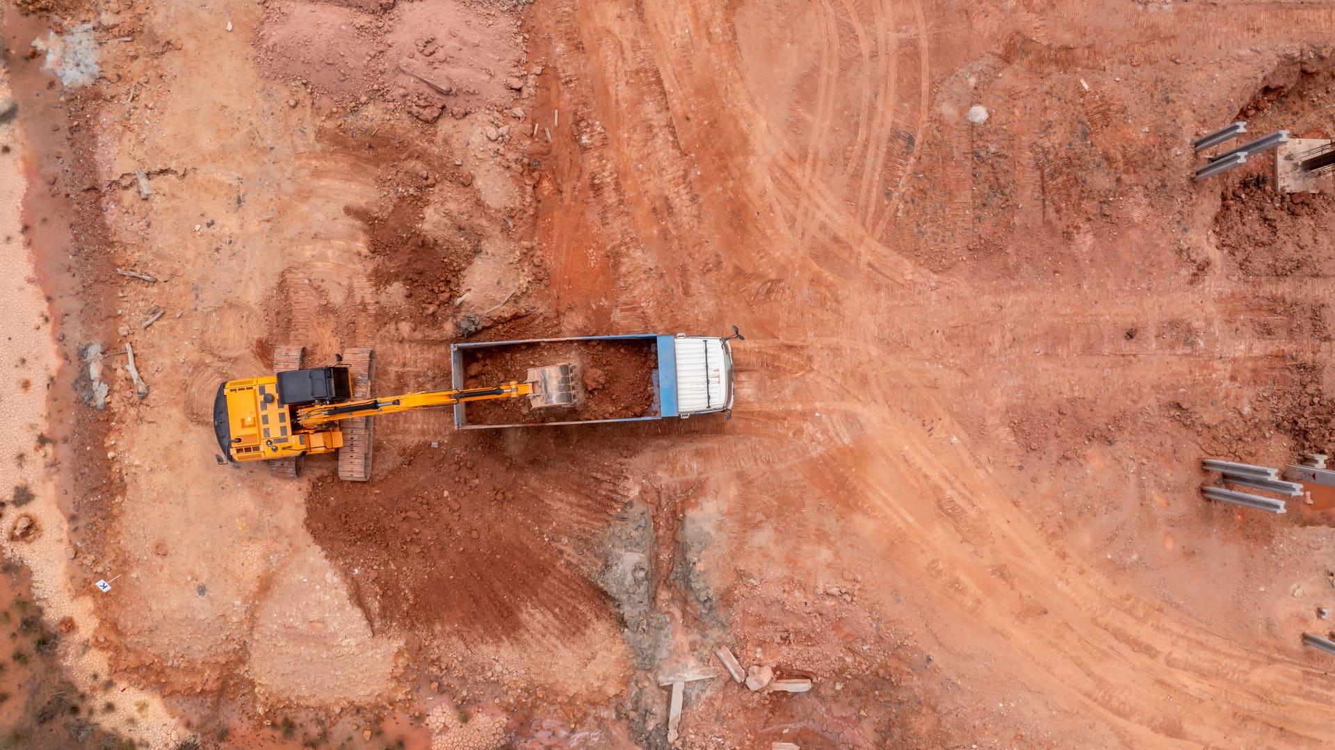 Aerial view of road construction project in Ghana