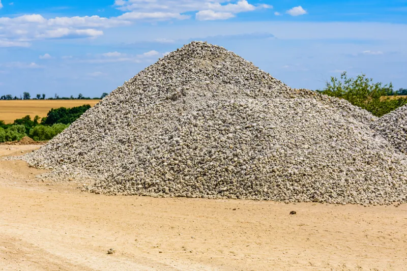 Graded aggregate stockpiled on a Ghana construction site